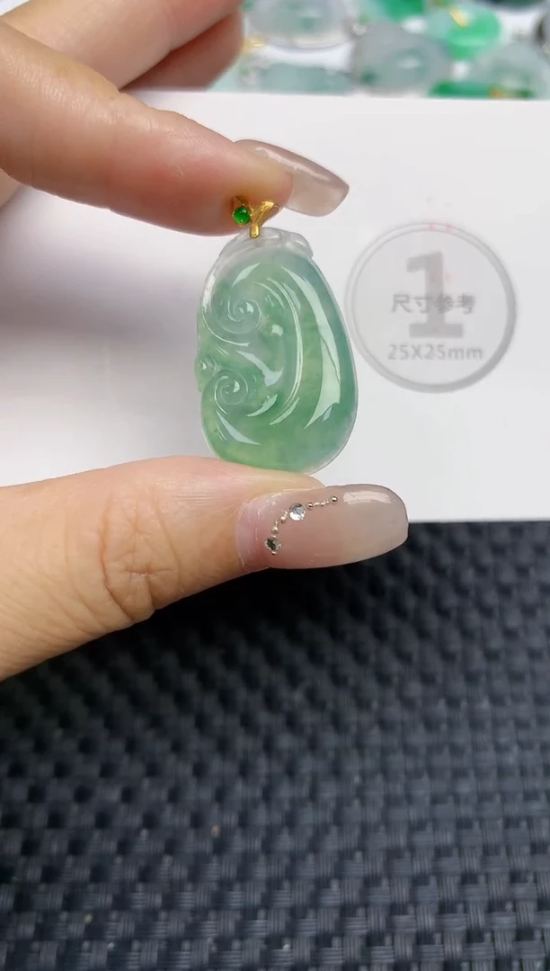 颈饰18K金镶嵌翡翠天然缅甸A货翡翠百元以上9元证书费自理