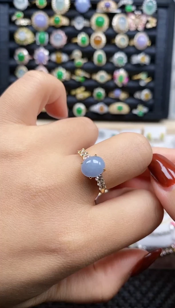 银S925镶嵌戒指翡翠379