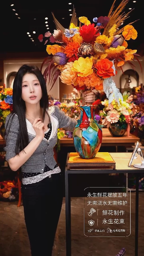 琉璃手工花器花束空运包邮送货上门-以图片为准
