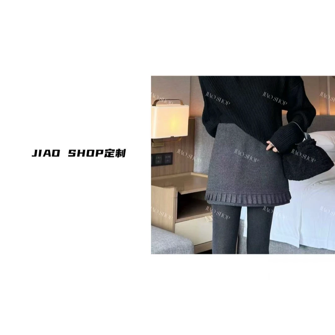 JIAO Shop 极简风纯色高腰短裙摩登风半身裙#296