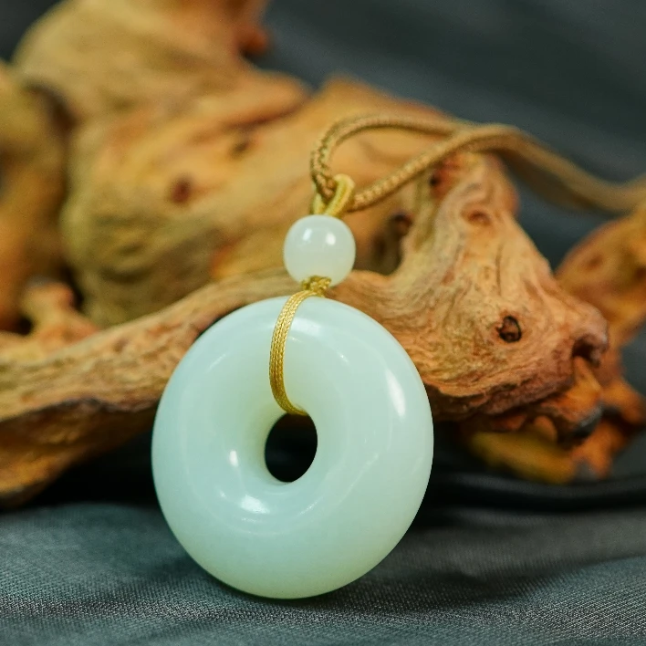 和田玉白玉平安扣吊坠 A082903