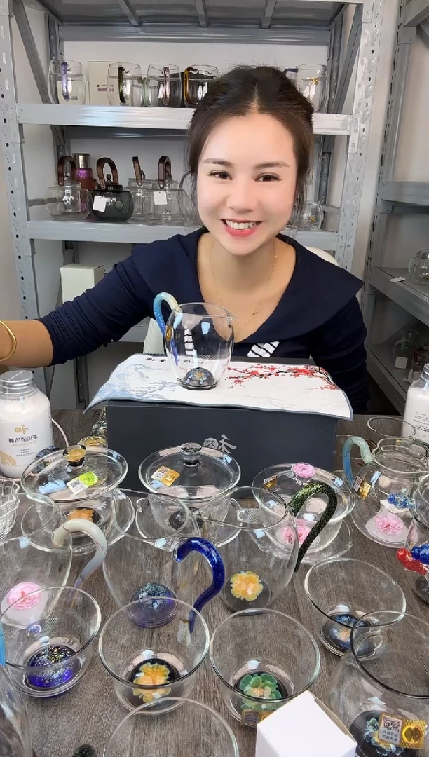 水晶玻璃无盖款打***猫禾器 菡韵凤玉兰花公道杯 普通盒