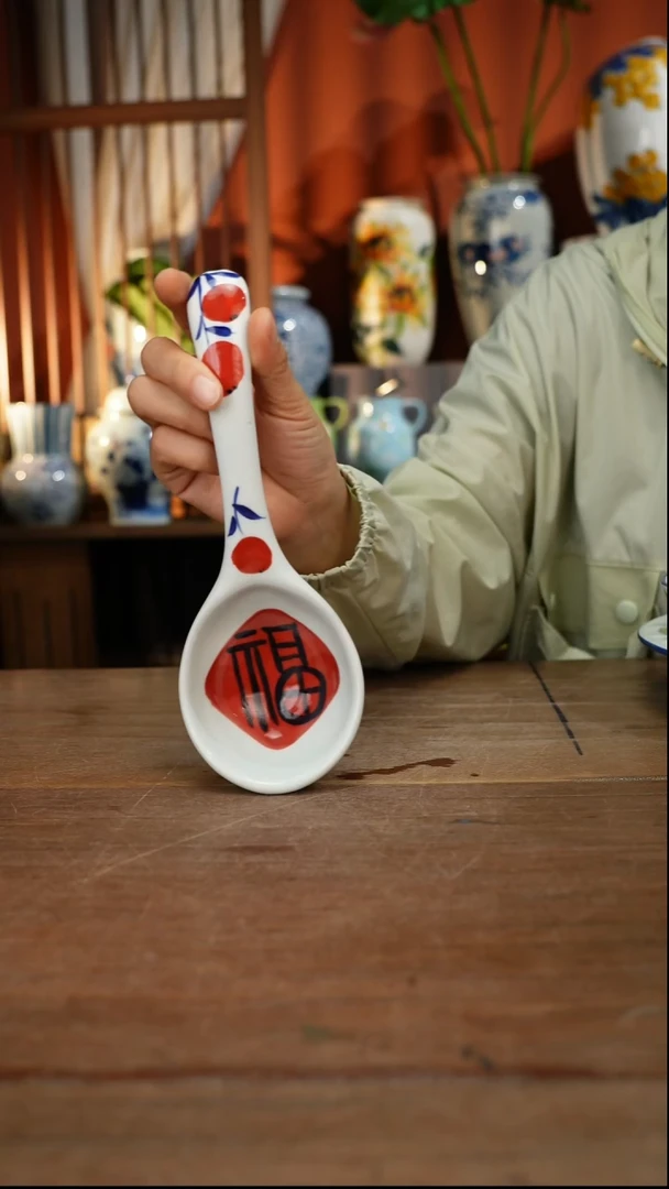 瓷片【简家甄选】景德镇设计师釉下手绘陶瓷餐具