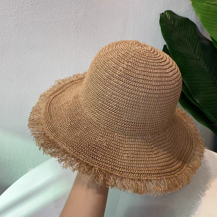 渔夫帽大檐女帽子草编透气渔夫帽女士草编夏天韩版