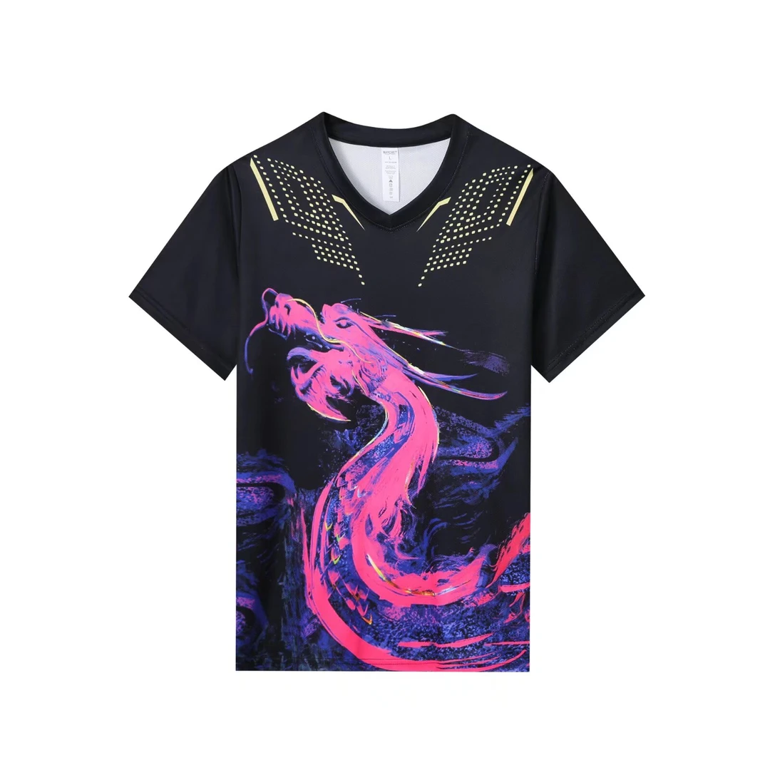 夏季羽毛球服运动男女速干透气短袖上衣乒乓球服球迷版可定制印字