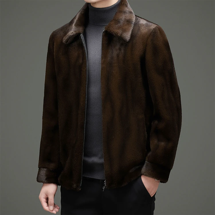 FANCBUDY/范希巴迪男冬款高端毛绒夹克翻领仿皮草夹克皮毛外套