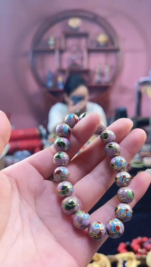 非遗 景泰蓝手串 藕粉1.0