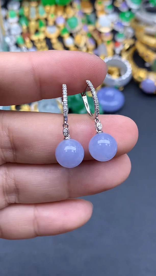 翡翠18K金镶嵌耳饰527-春日珠宝