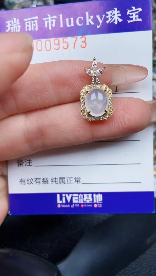 翡翠银S925镶嵌颈饰9573