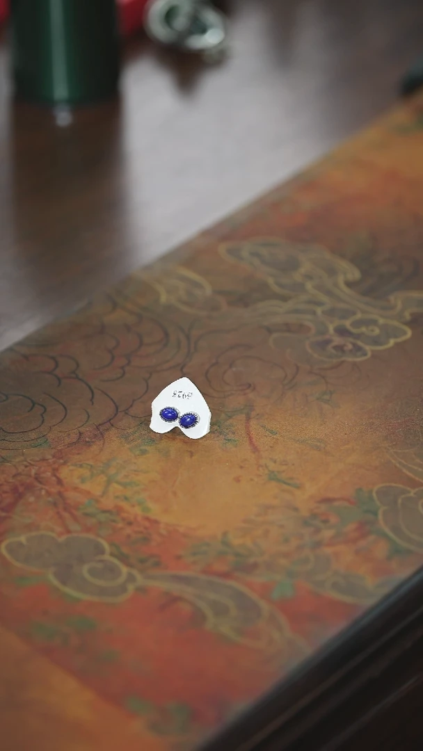 【闪购商品】青金石耳钉未镶嵌蛋面耳钉@@e882