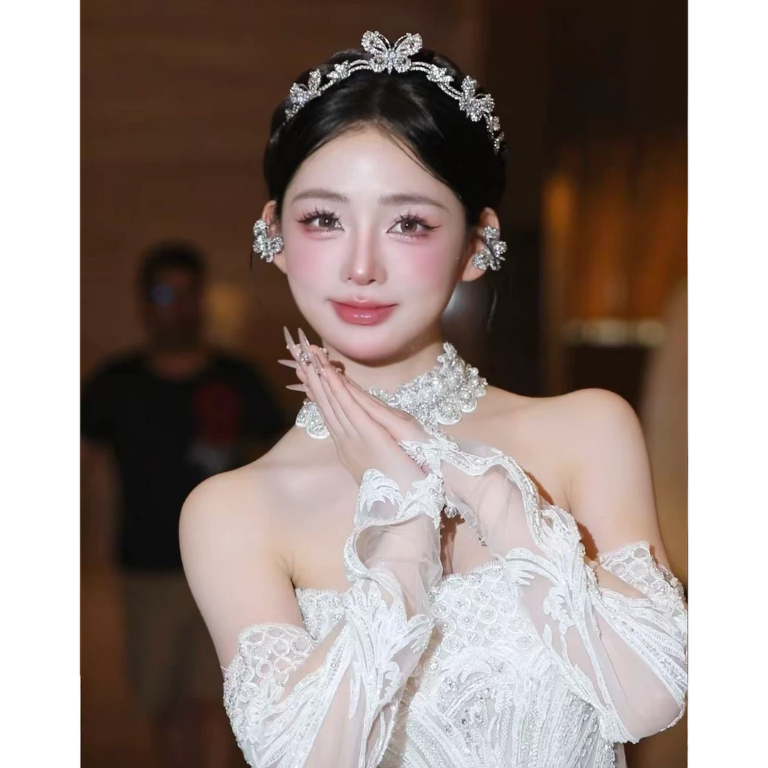 蝴蝶精美皇冠+耳饰套装AA37