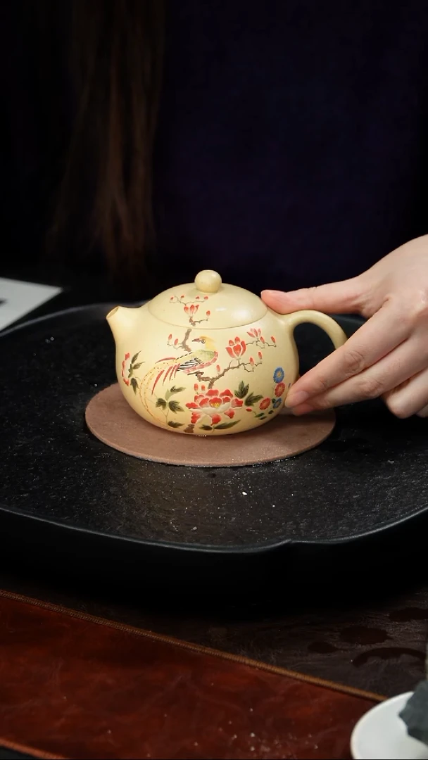 茶壶紫砂陈红 西施111 玉石本绿 230毫升