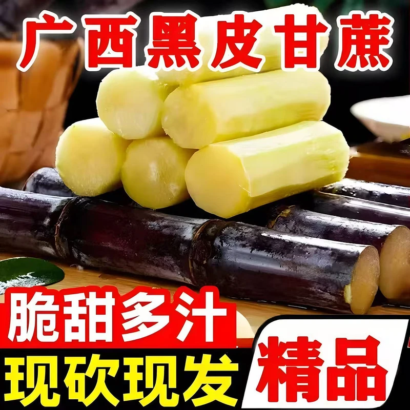 广西黑皮甘蔗5斤9斤水果甘蔗应季水果整箱包邮脆甜多汁现砍现发