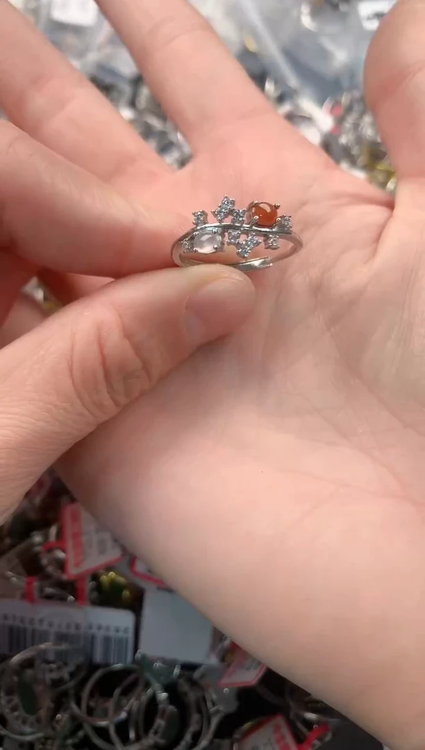 银S925镶嵌戒指翡翠777   3