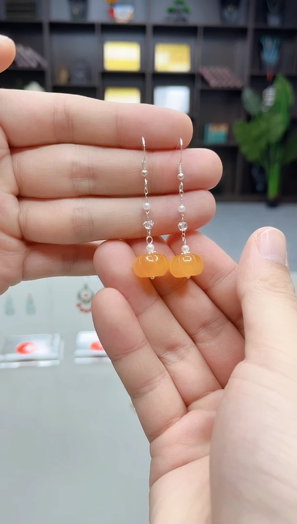 银S925镶嵌耳饰玛瑙/玉髓W06