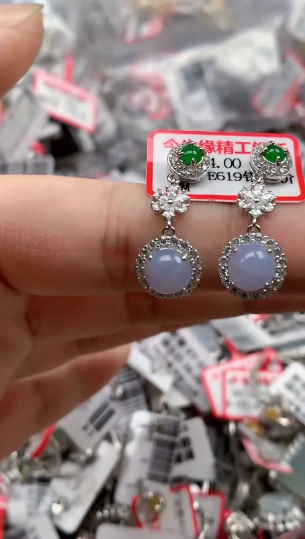 银S925镶嵌戒指翡翠天然A货缅甸翡翠
