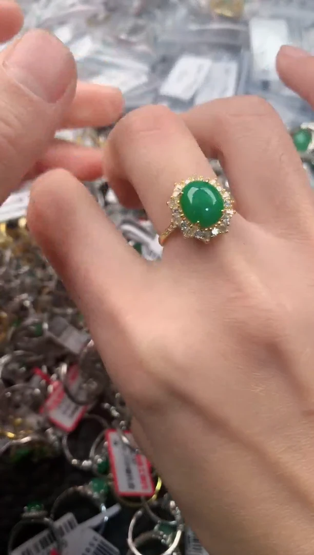 银S925镶嵌戒指翡翠1                           1