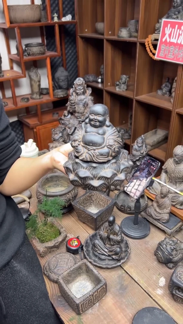 陶土【火山泥】未来佛+莲蓬实心底座