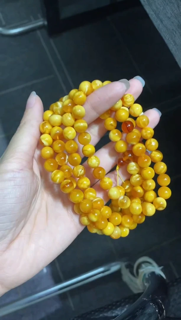 未镶嵌蜜蜡裸石（静）蜜蜡108佛珠