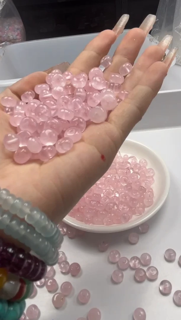 未镶嵌颈饰水晶w2375粉水晶算盘8*4mm*30颗