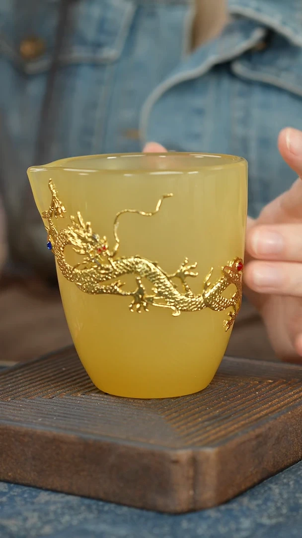 【黄】琉璃黄金龙茶海