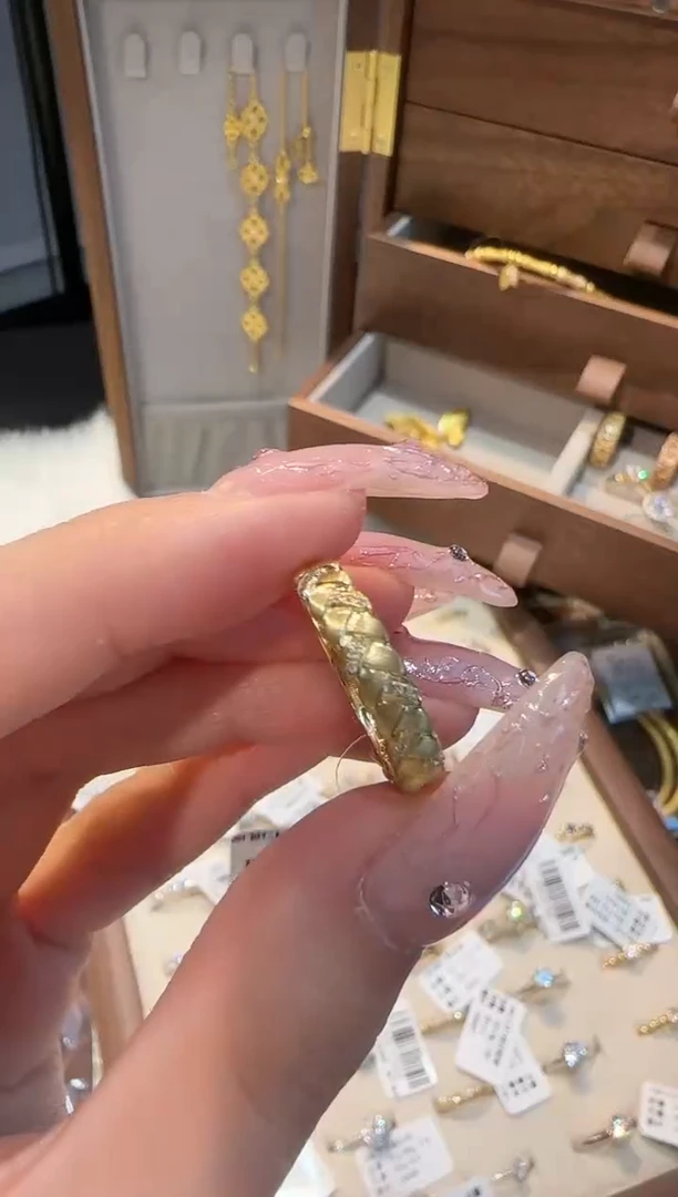 【闪购商品】钻石戒指/指环18K金镶嵌拉丝编织戒指14#18#