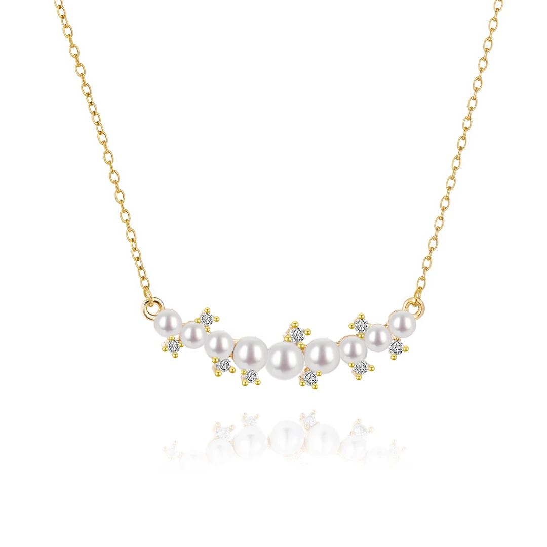 金色珍珠镶钻优雅气质项链XL64957