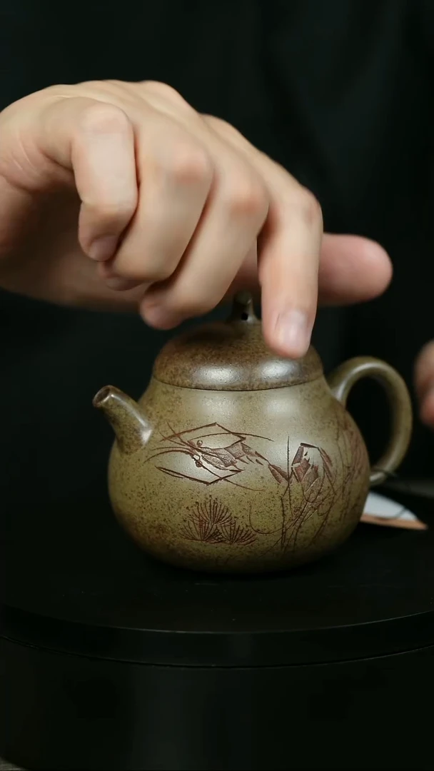 茶壶紫砂用****8H2235李琴段泥柴烧虾趣茄瓜