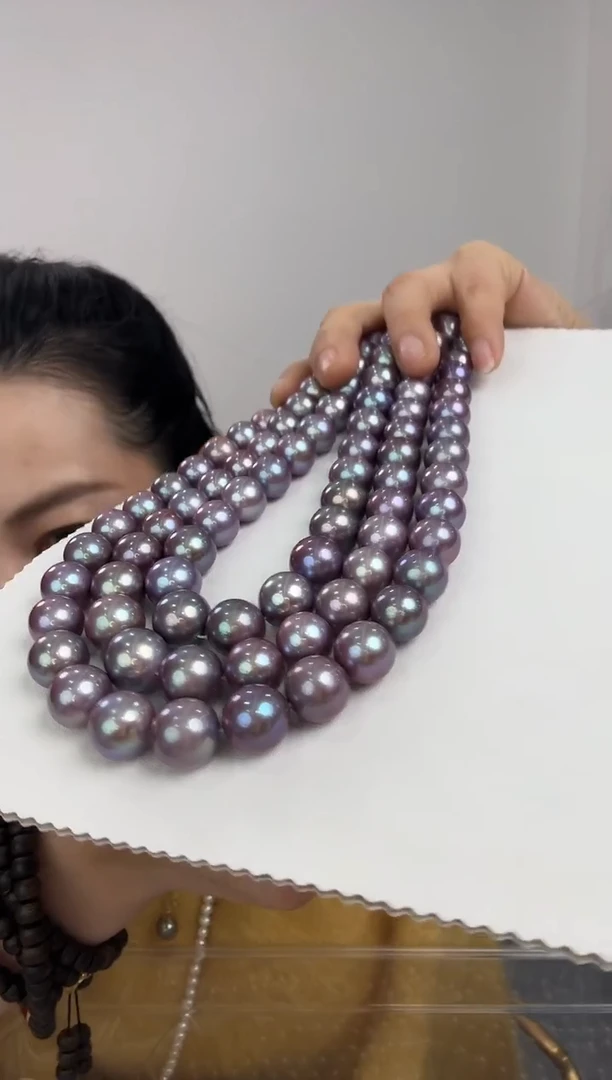 未镶嵌丨淡水珍珠9-11mm极光紫珠项链多样性发货一件@@A1615