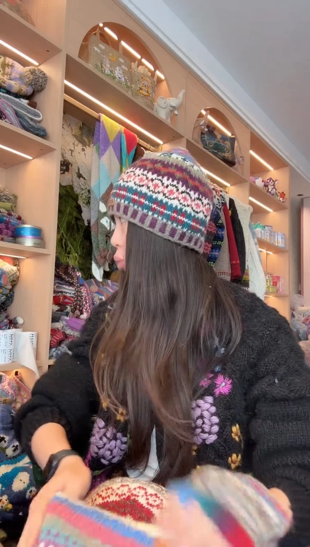 羊毛青花瓷帽子