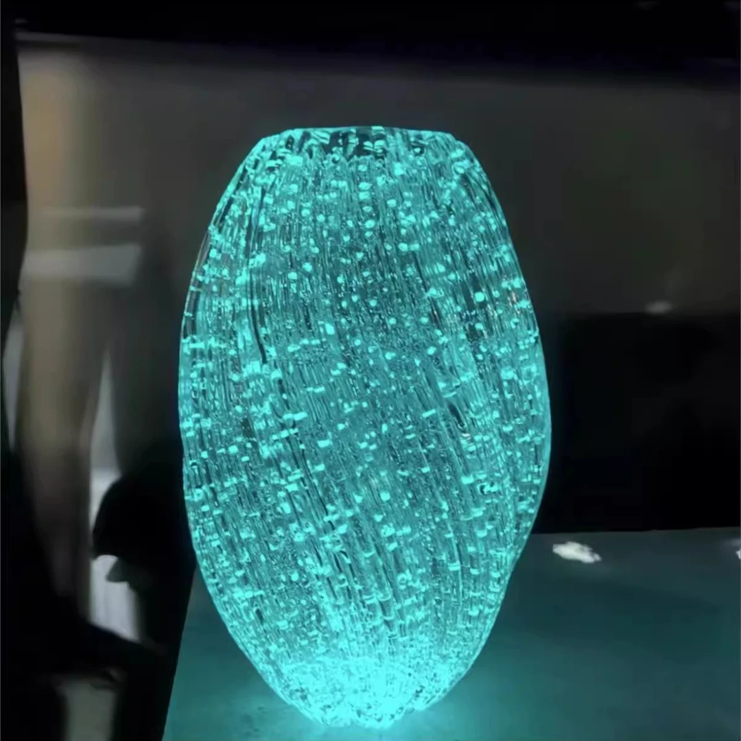 夜光麦芽糖大号水晶玻璃发光花瓶高级插花鲜花家居轻奢客厅摆件