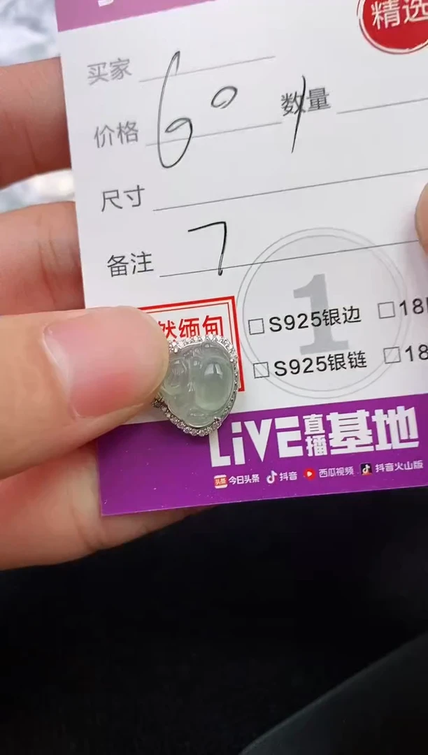 颈饰银S925镶嵌翡翠༺****༻挂件