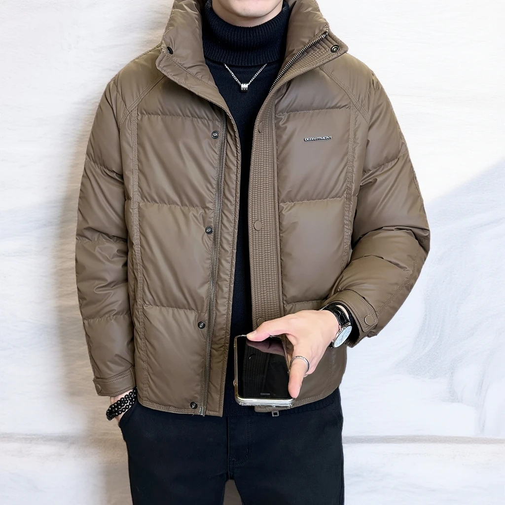 宾斯洛特皮羽绒服男冬季立领新款修身帅气鸭绒袄子男加厚冬装外套