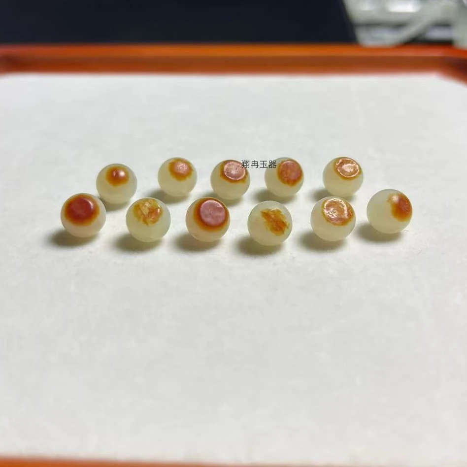 新疆天然和田玉珠子8毫米圆珠单珠DIY项链手链配珠顶珠弟子珠饰品