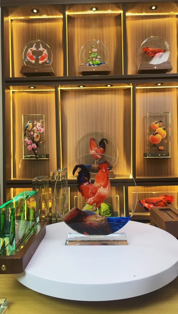 玻璃瑕疵品圆形20*1.8红公鸡