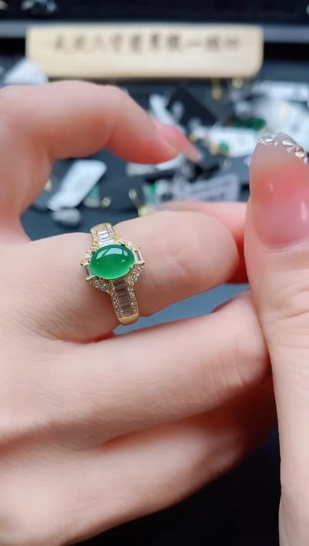 银S925镶嵌戒指翡翠1