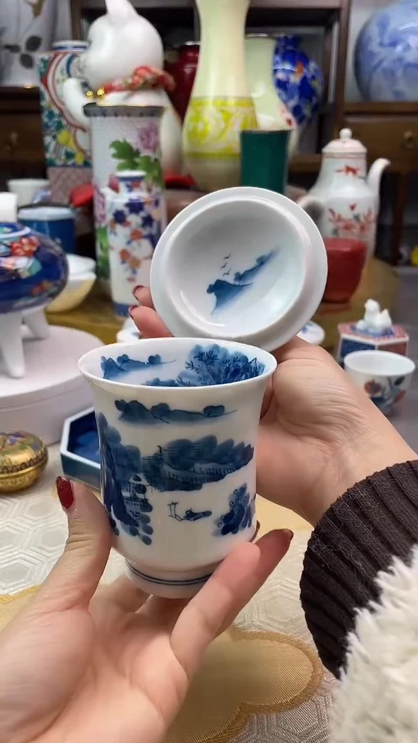 【闪购商品】盘田万内外绘青花盖杯
