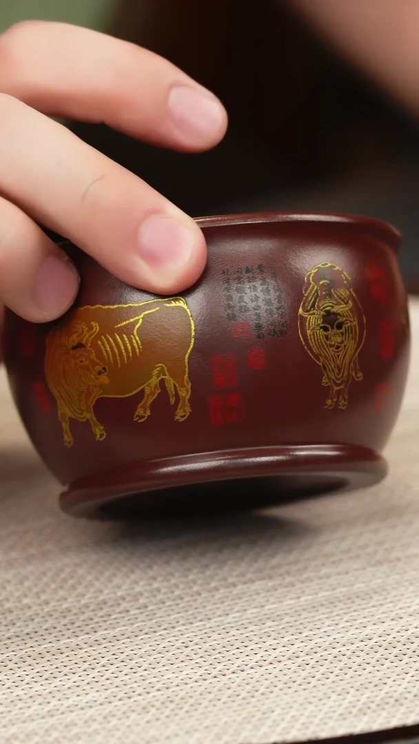 茶壶紫砂石红五牛主人杯