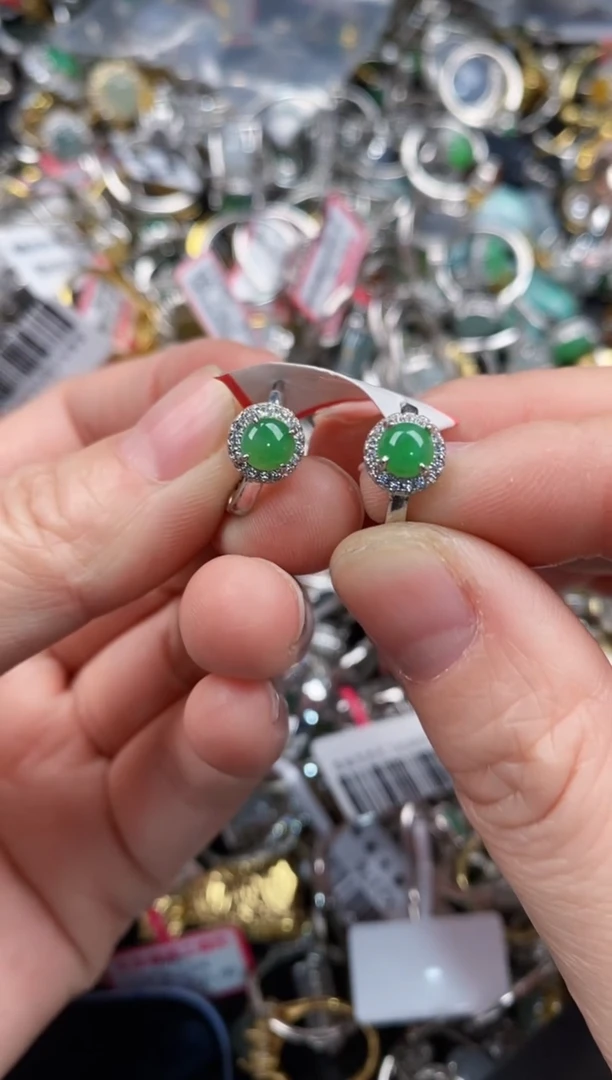 银S925镶嵌戒指翡翠999   4