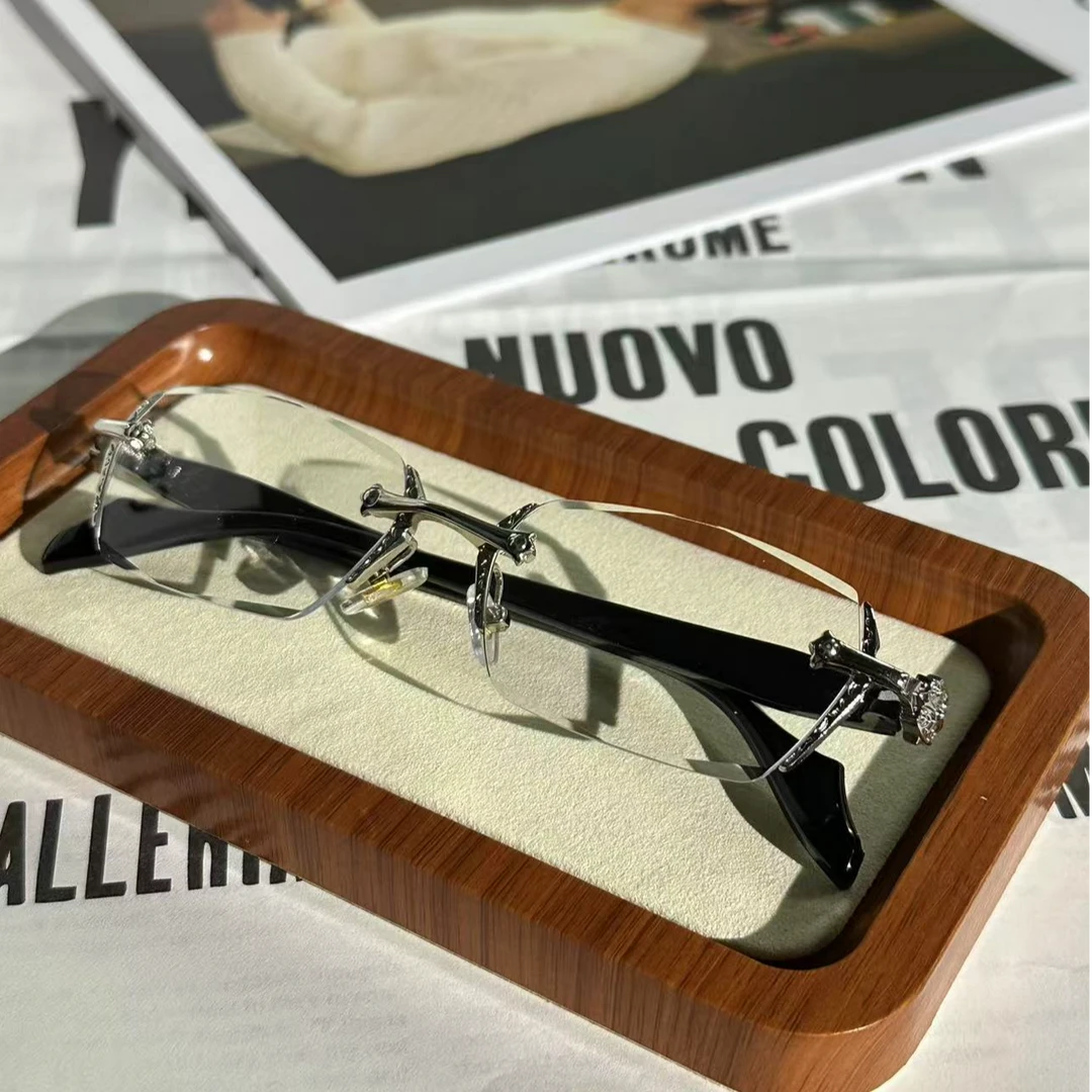 【雷霆 眼镜】菱形平光十字黑腿眼镜防蓝光高清无框男女同款