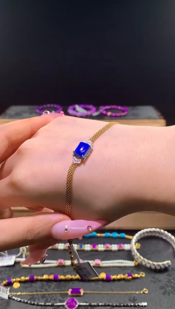 无非金属金*多南非玻璃蓝DIY手链