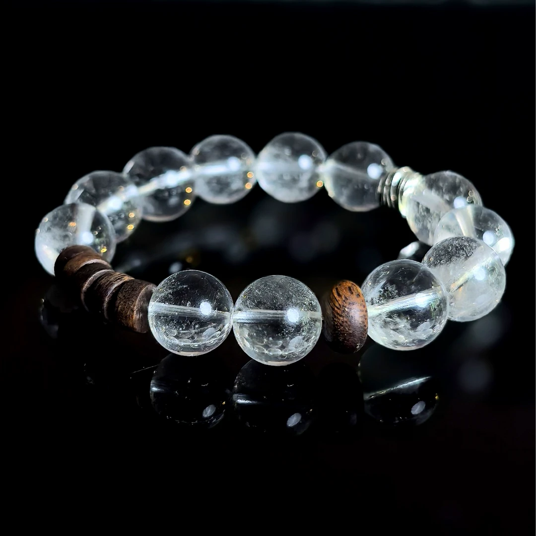 【直播浮力】白阿赛天然水晶手串原创设计款消消负面