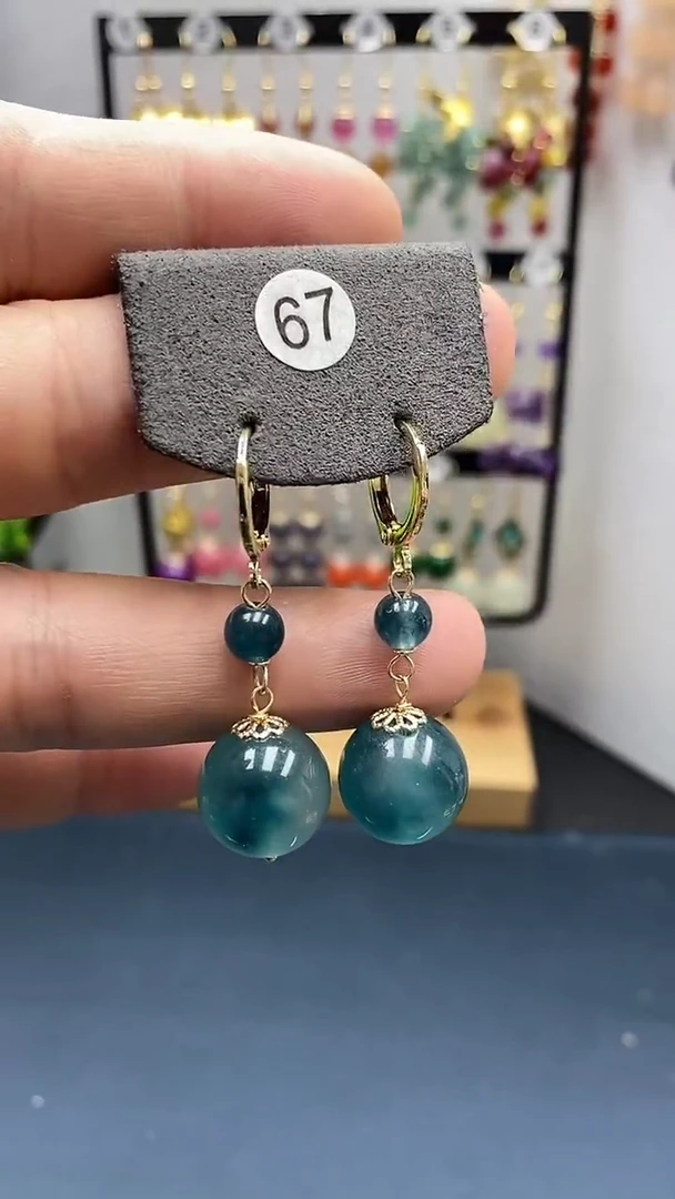 【闪购商品】翡翠耳饰银S925镀金镶嵌尺寸14mm耳扣99