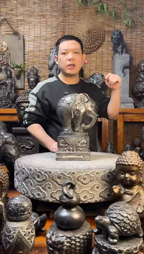 石材32大象墩天然青石雕刻