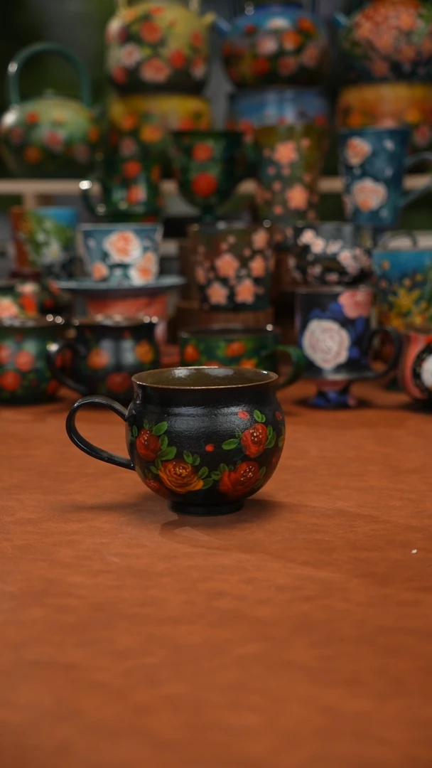 紫砂油画手绘釉下彩
