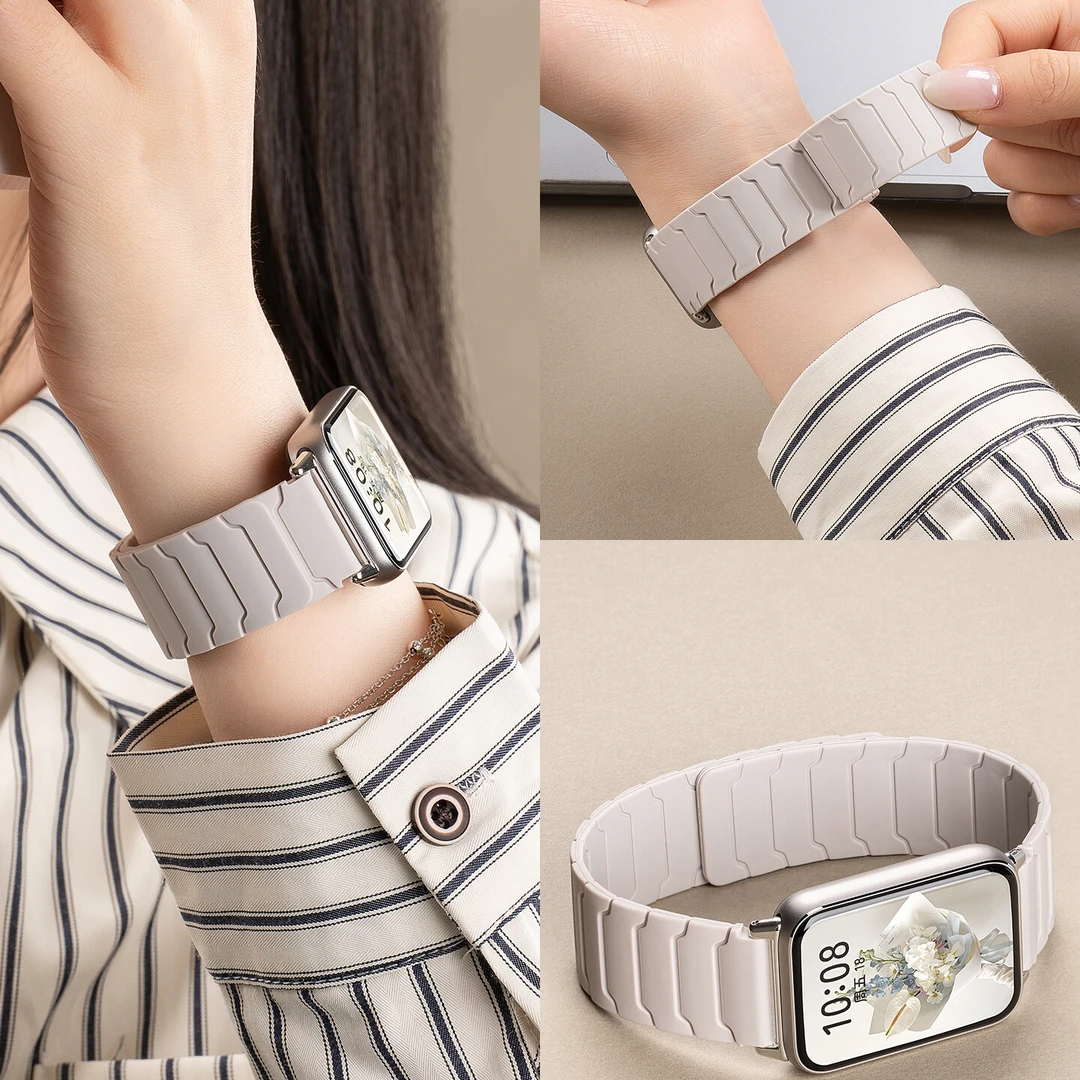 适用小米手环9pro硅胶磁吸表带新款8pro铠甲勇士手表带夏季红米