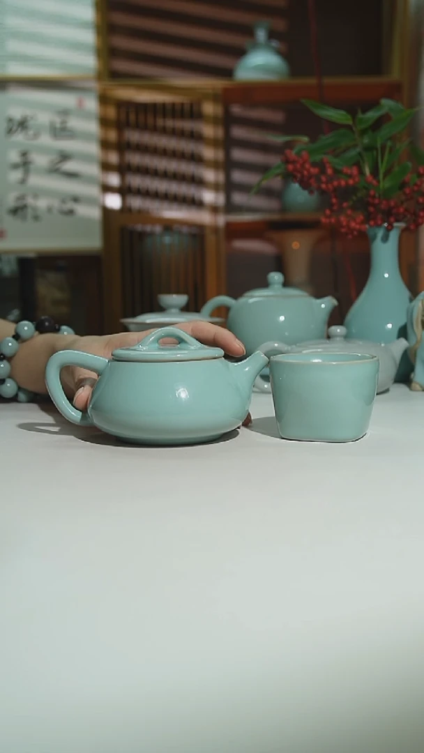 天青珑匠石瓢壶大暇加杯