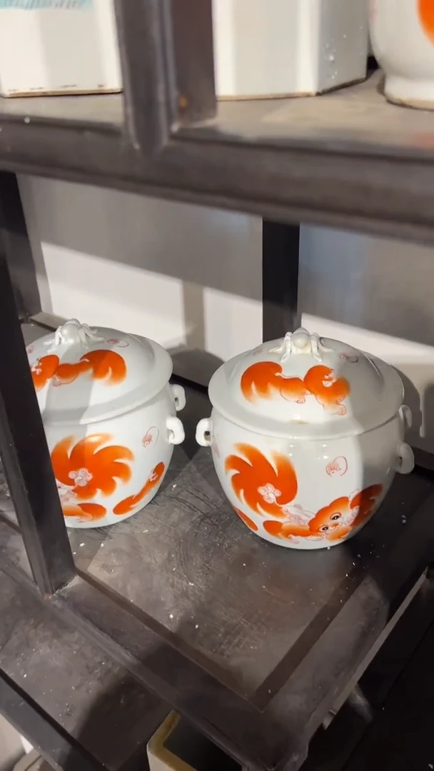 摆件瓷摆件瓷摆件狮子周缸