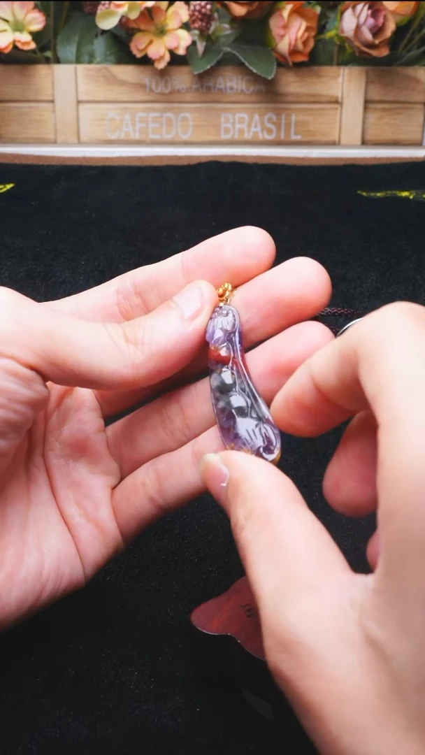 吊坠(不含链)18K金镶嵌水晶L098-18k极光福豆吊坠