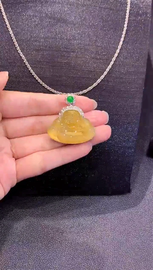 吊坠(不含链)18K金镶嵌翡翠多样性发其一